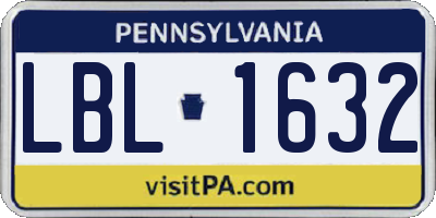 PA license plate LBL1632