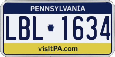 PA license plate LBL1634