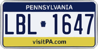 PA license plate LBL1647