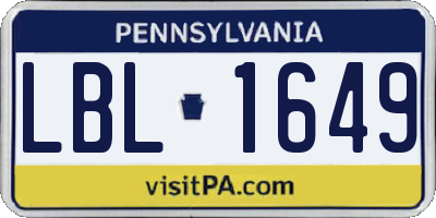 PA license plate LBL1649