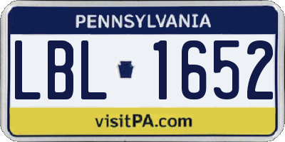 PA license plate LBL1652
