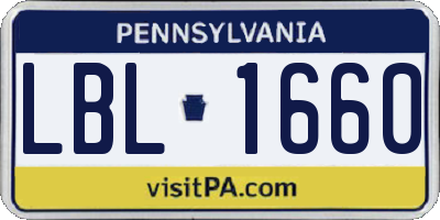 PA license plate LBL1660