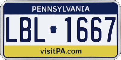 PA license plate LBL1667