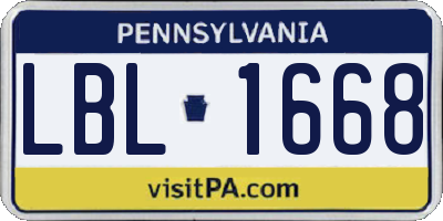 PA license plate LBL1668