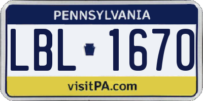 PA license plate LBL1670