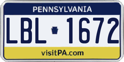 PA license plate LBL1672
