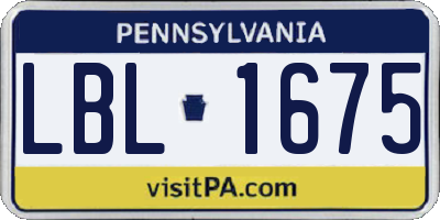 PA license plate LBL1675