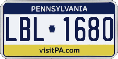 PA license plate LBL1680