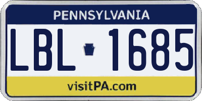 PA license plate LBL1685