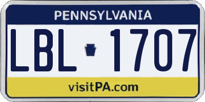 PA license plate LBL1707