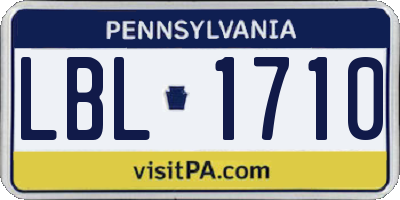PA license plate LBL1710