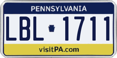 PA license plate LBL1711
