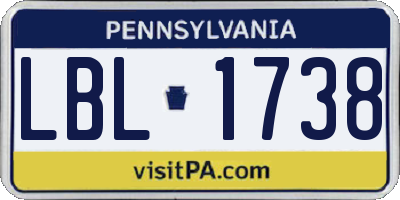 PA license plate LBL1738