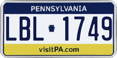 PA license plate LBL1749