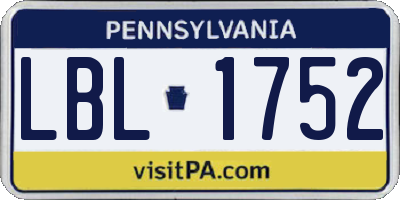PA license plate LBL1752