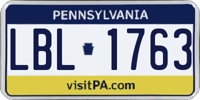 PA license plate LBL1763