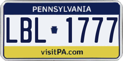 PA license plate LBL1777