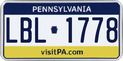 PA license plate LBL1778