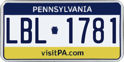 PA license plate LBL1781