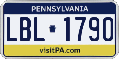 PA license plate LBL1790