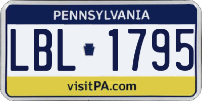 PA license plate LBL1795