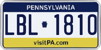 PA license plate LBL1810