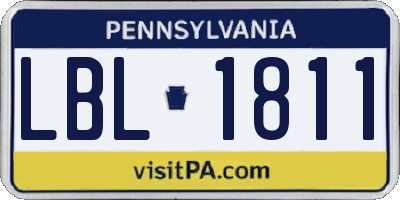 PA license plate LBL1811