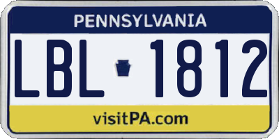 PA license plate LBL1812