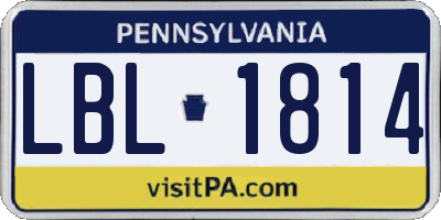 PA license plate LBL1814
