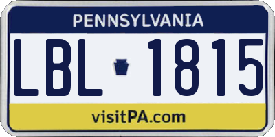 PA license plate LBL1815