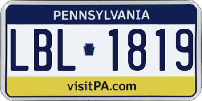 PA license plate LBL1819