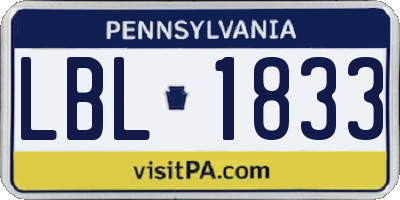 PA license plate LBL1833