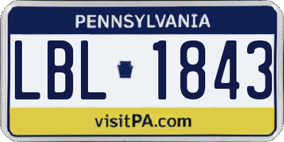 PA license plate LBL1843