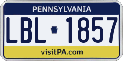 PA license plate LBL1857