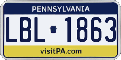 PA license plate LBL1863