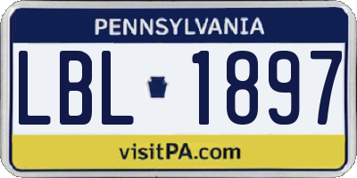 PA license plate LBL1897