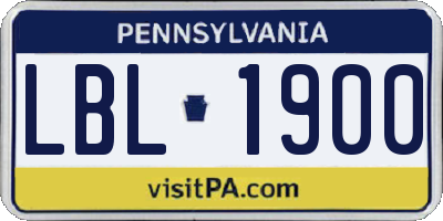 PA license plate LBL1900