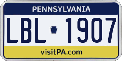 PA license plate LBL1907