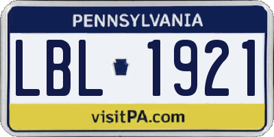 PA license plate LBL1921