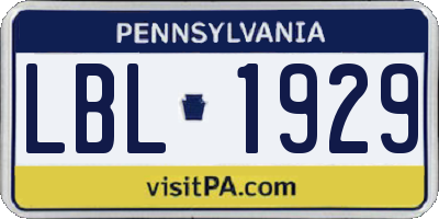 PA license plate LBL1929