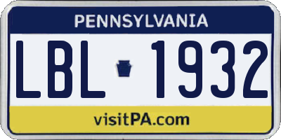 PA license plate LBL1932