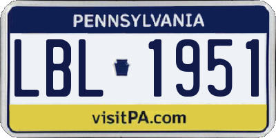 PA license plate LBL1951