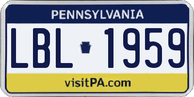 PA license plate LBL1959