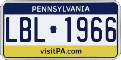 PA license plate LBL1966