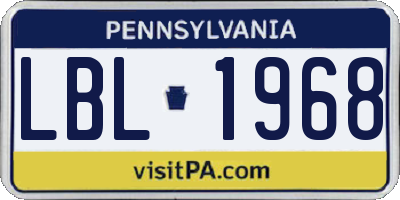 PA license plate LBL1968
