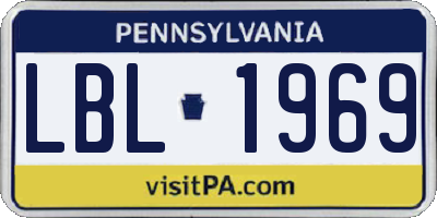 PA license plate LBL1969