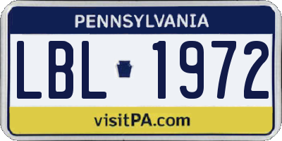 PA license plate LBL1972