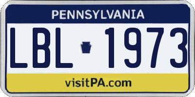 PA license plate LBL1973