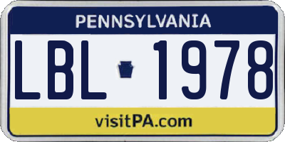 PA license plate LBL1978