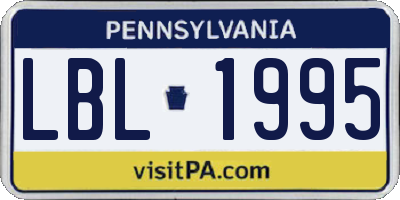 PA license plate LBL1995